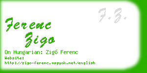 ferenc zigo business card